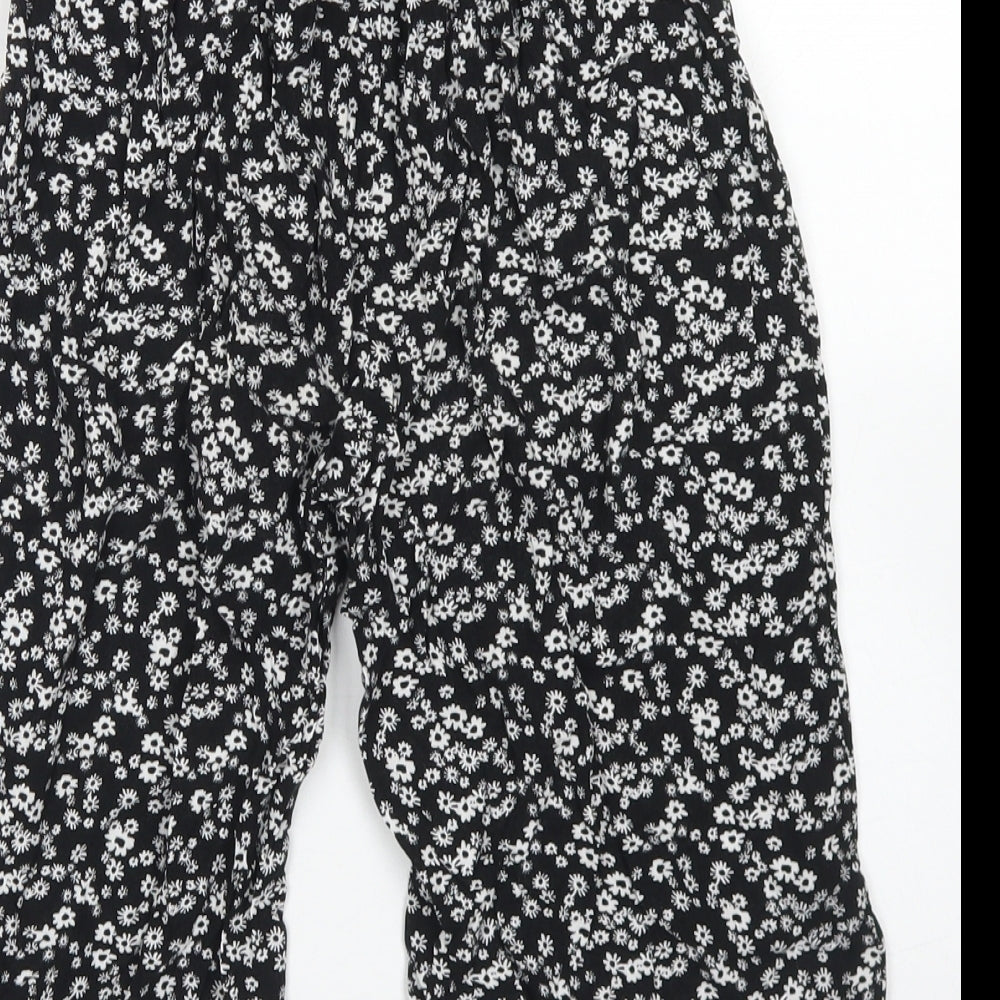 Miss E-vie Girls Black Floral Viscose Culotte Shorts Size 8-9 Years Regular