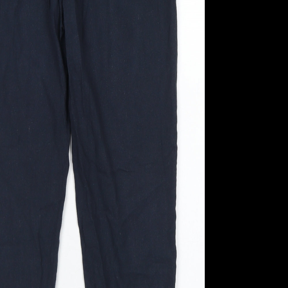 Oasis Womens Blue Viscose Pedal Pusher Trousers Size 10 L24 in Regular Button
