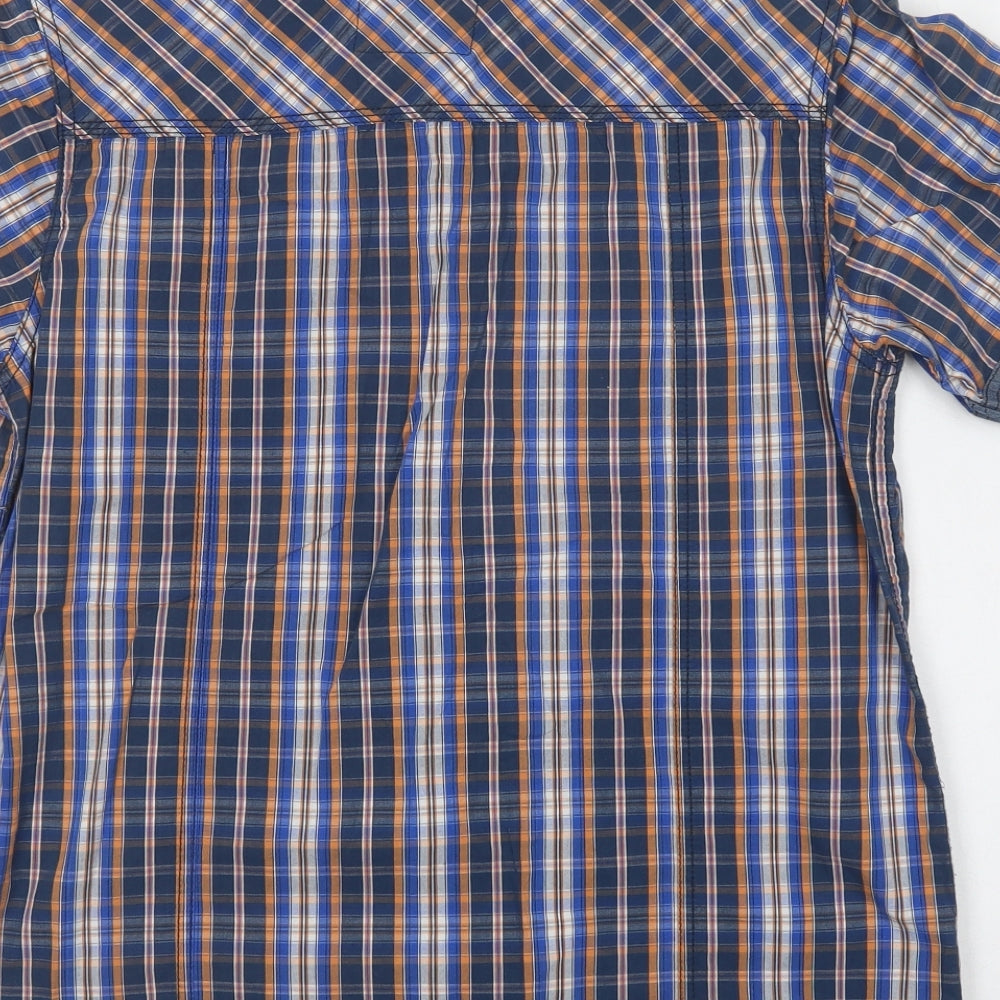 Tokyo Laundry Mens Blue Check Cotton Button-Up Size M Collared Button