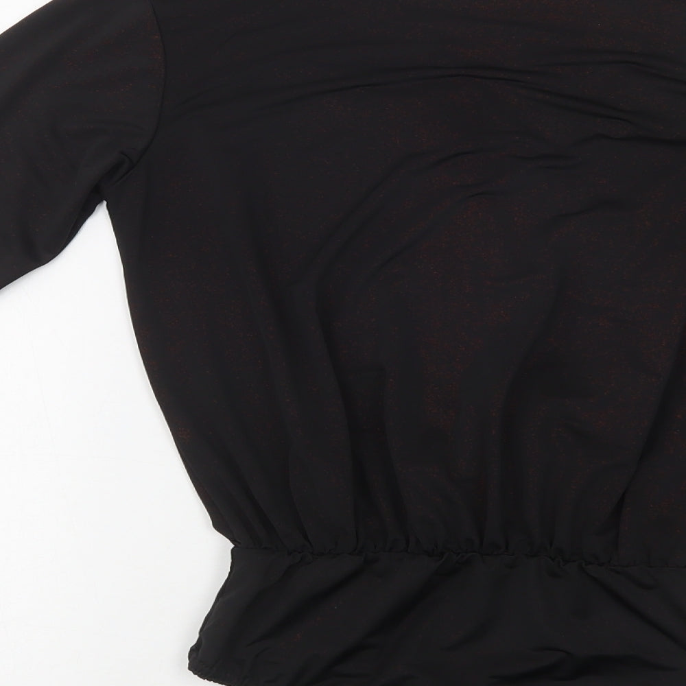 Edge Street Womens Black Polyester Bodysuit One-Piece Size S Snap
