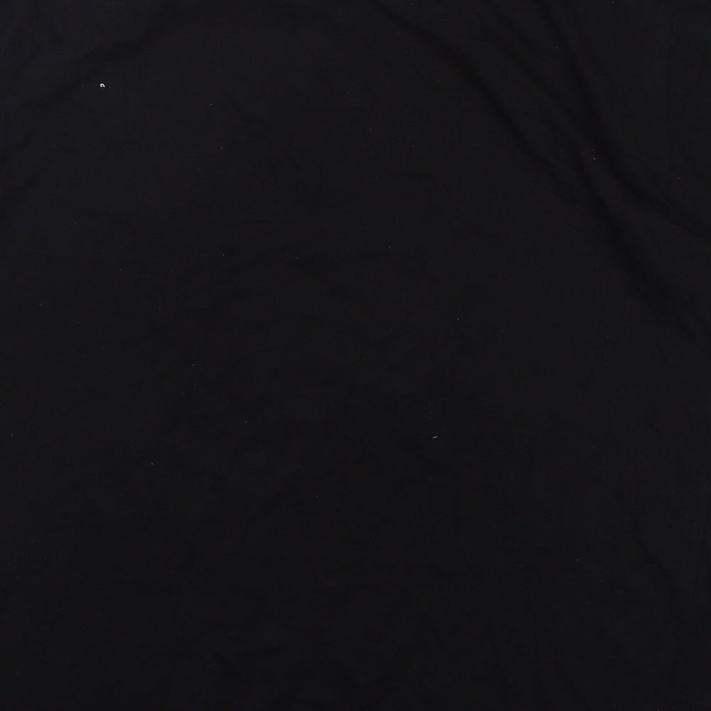 Easy Mens Black Cotton T-Shirt Size M Round Neck