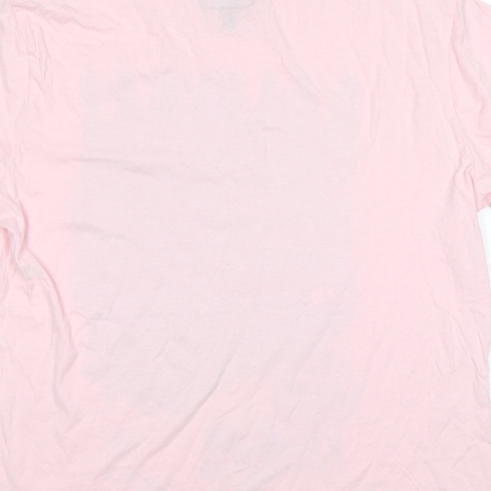 Marcello Mens Pink Cotton T-Shirt Size L Round Neck - Miami Beach