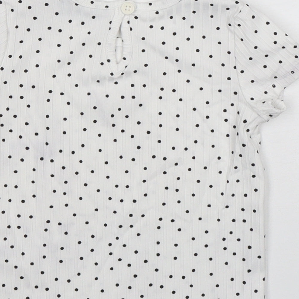 Primark Girls White Polka Dot Polyester Basic T-Shirt Size 9-12 Months Round Neck