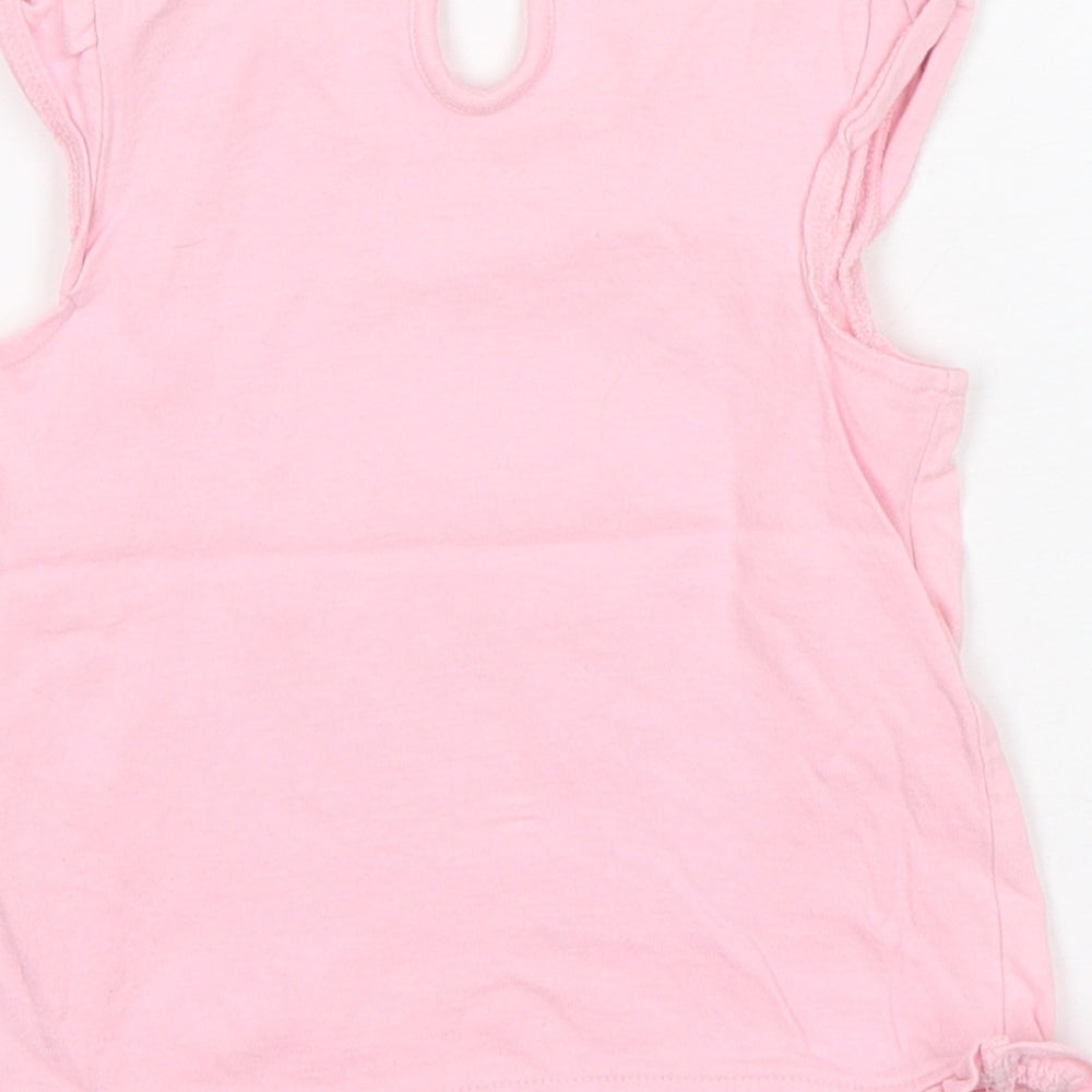 George Girls Pink Cotton Basic Tank Size 9-12 Months Round Neck