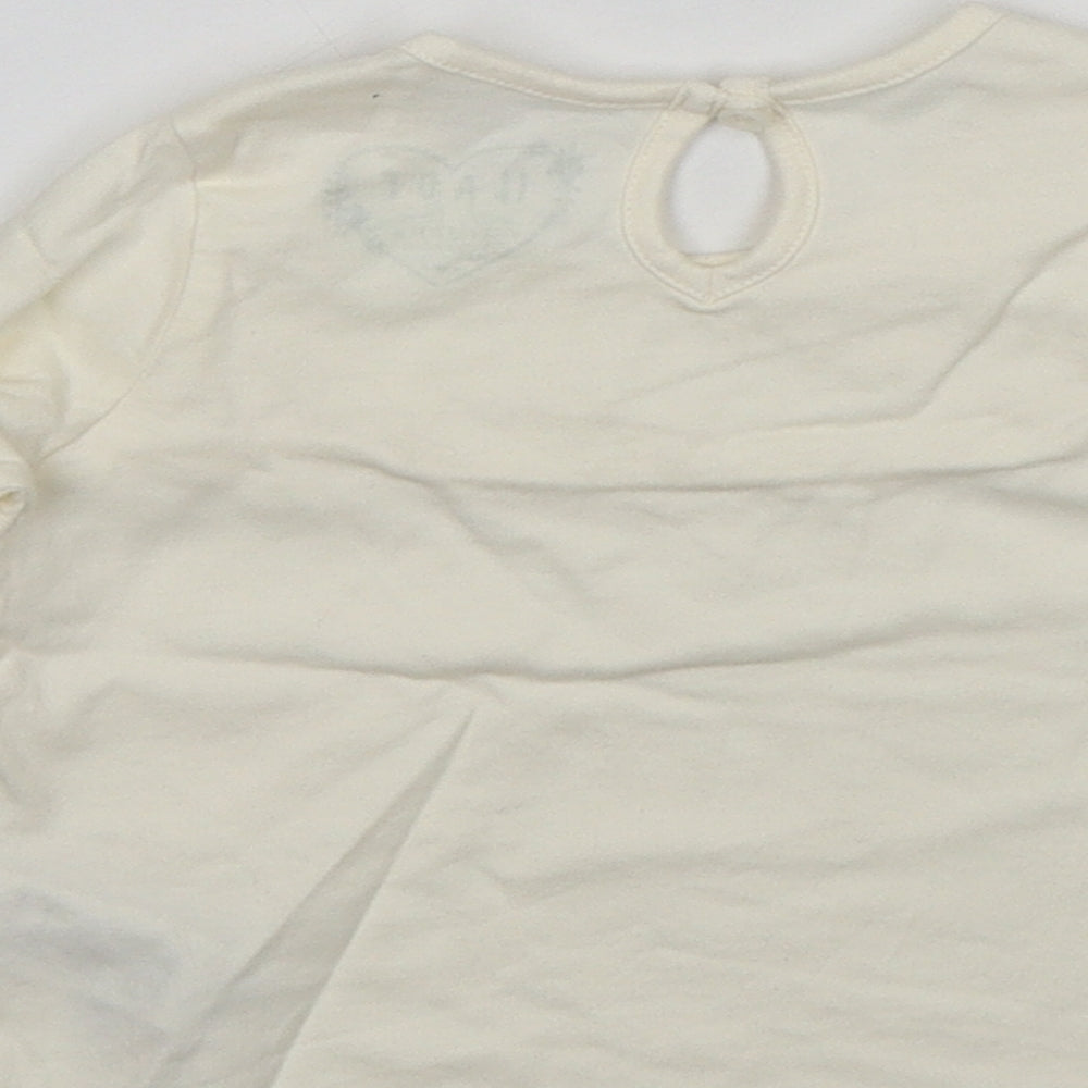Primark Girls Beige Cotton Basic T-Shirt Size 9-12 Months Round Neck
