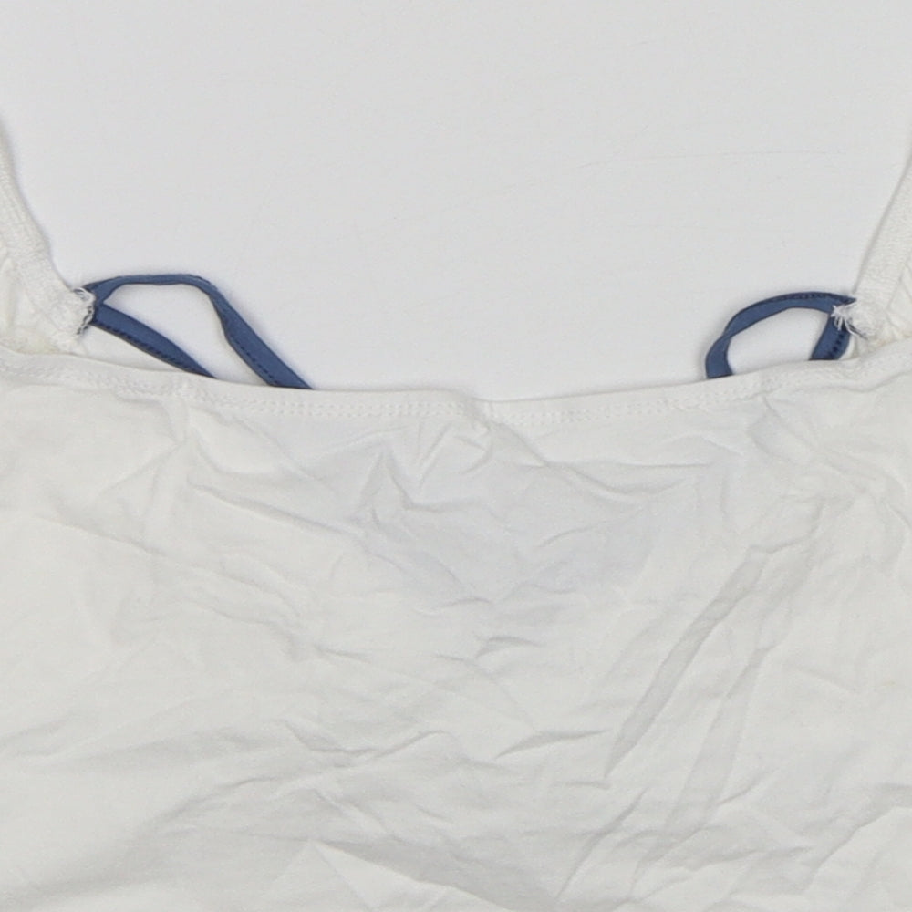 Shein Womens White Cotton Cropped Tank Size L V-Neck