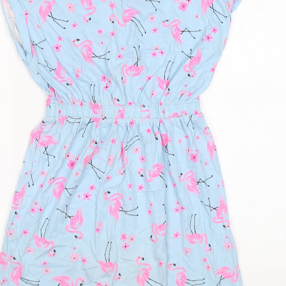 George Girls Blue Animal Print Cotton T-Shirt Dress Size 10-11 Years Round Neck