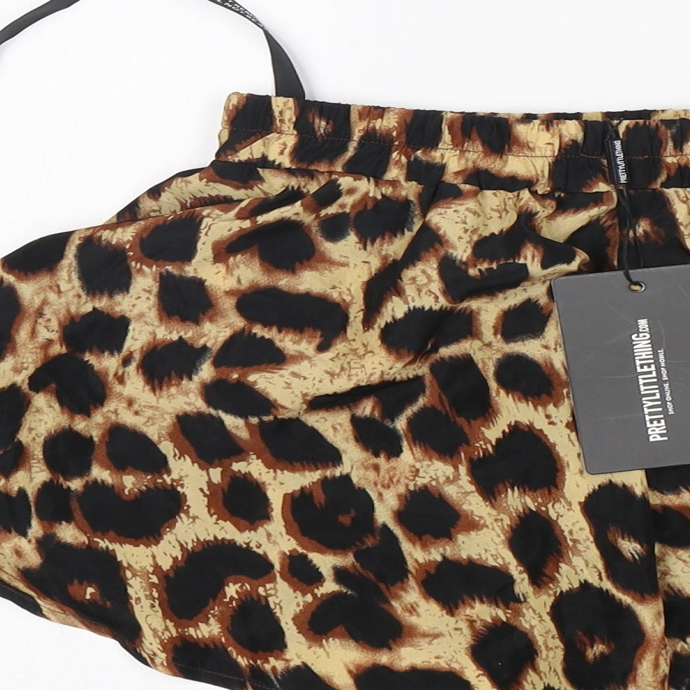 PRETTYLITTLETHING Womens Multicoloured Animal Print Polyester A-Line Skort Size 4 Regular