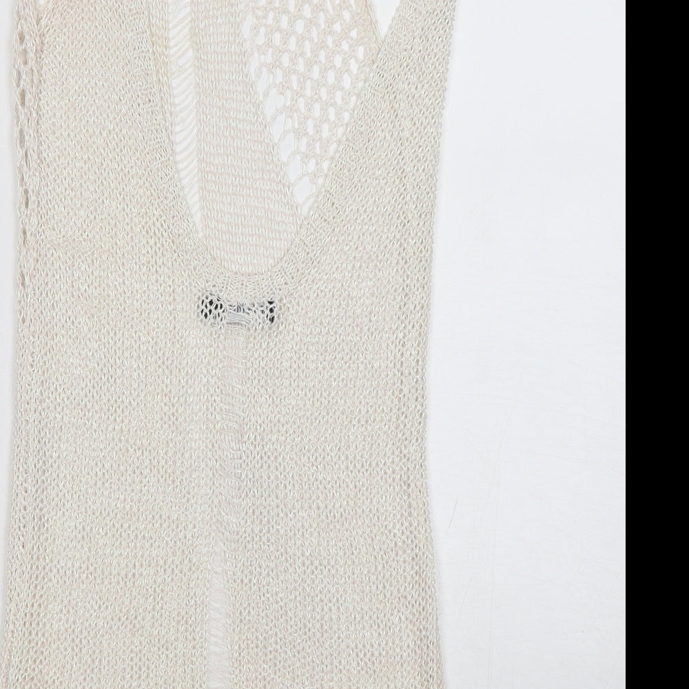 PRETTYLITTLETHING Womens White Round Neck Viscose Vest Jumper Size 6
