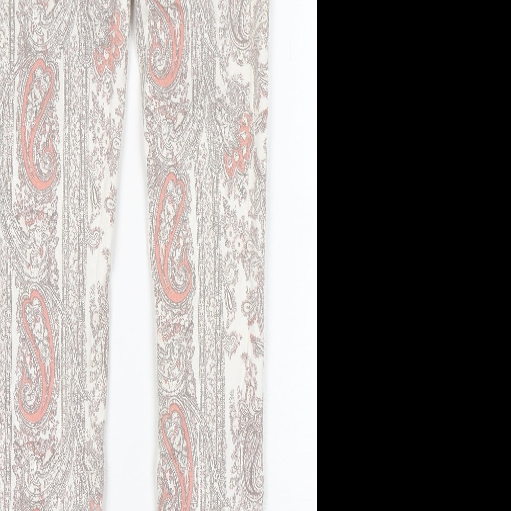 H&M Womens Multicoloured Paisley Cotton Skinny Jeans Size 4 L30 in Regular