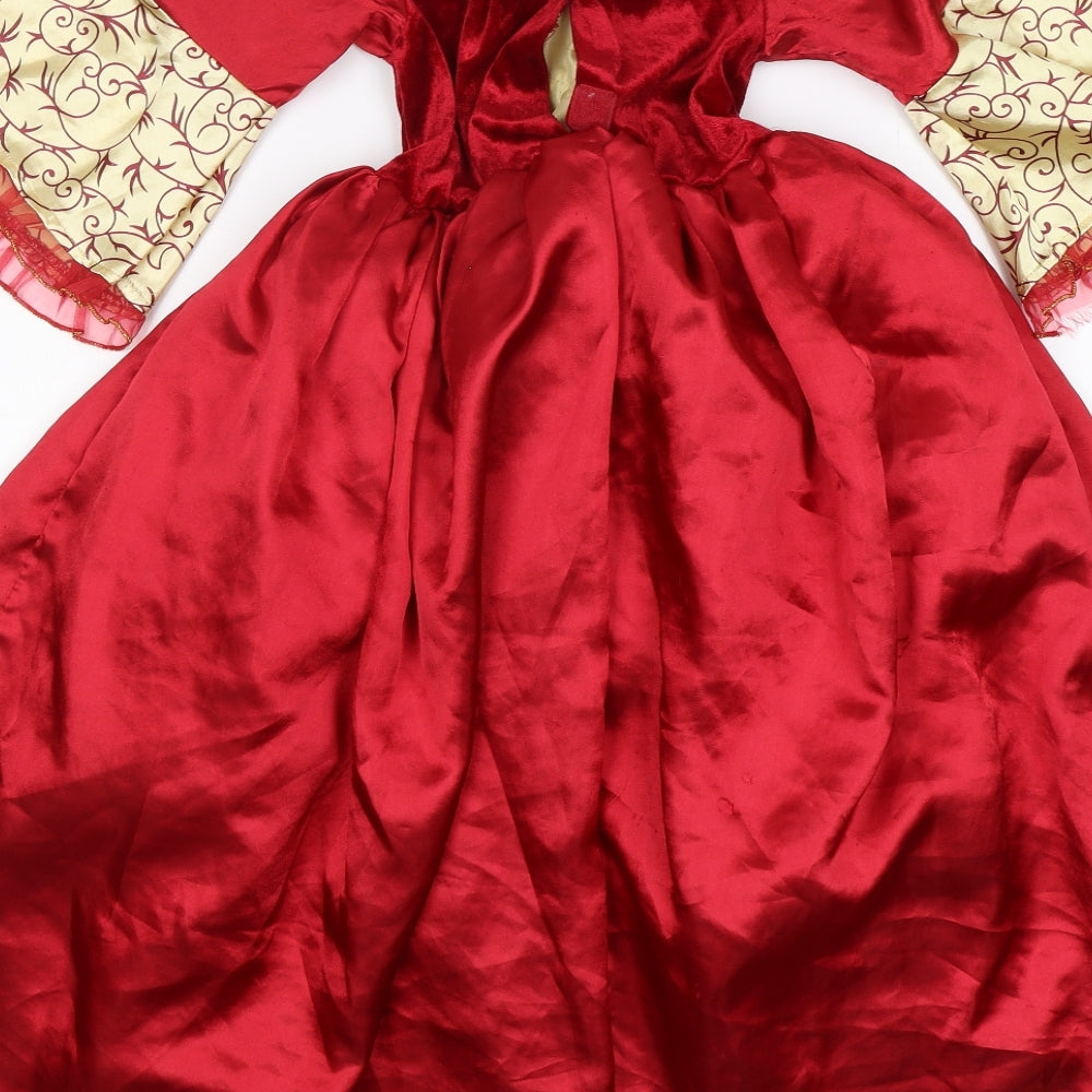 George Girls Red Polyester Ball Gown Size 5-6 Years Round Neck - disney princess
