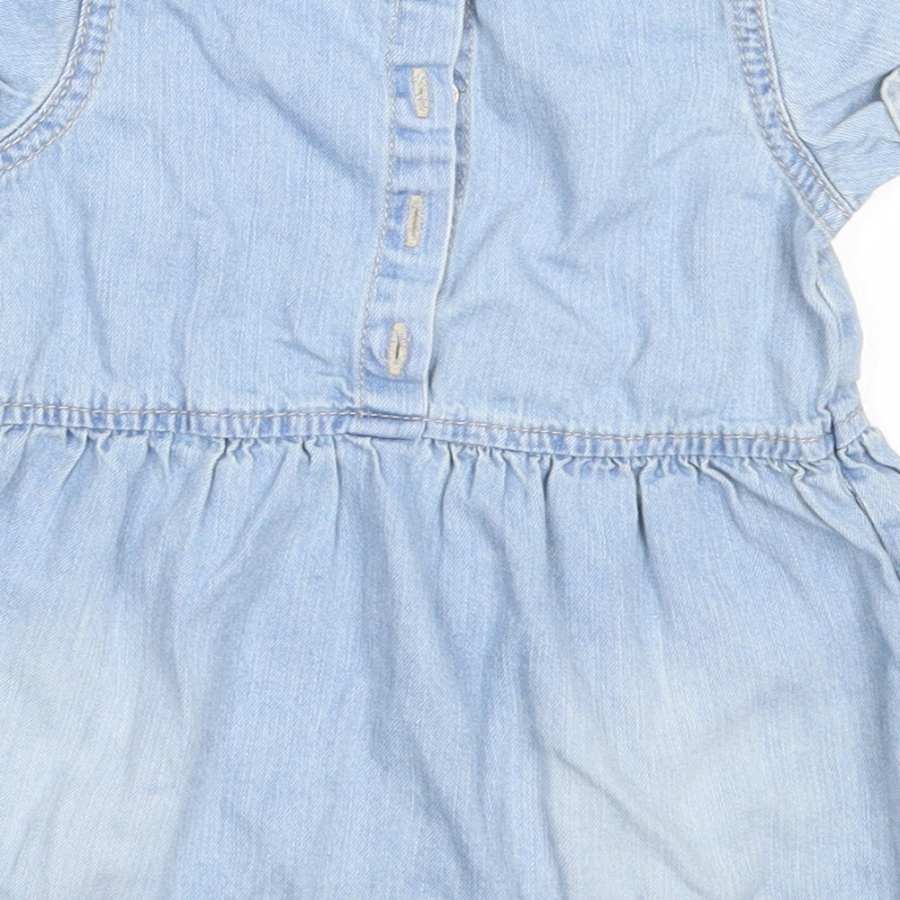 NEXT Girls Blue Cotton Fit & Flare Size 9-12 Months Round Neck