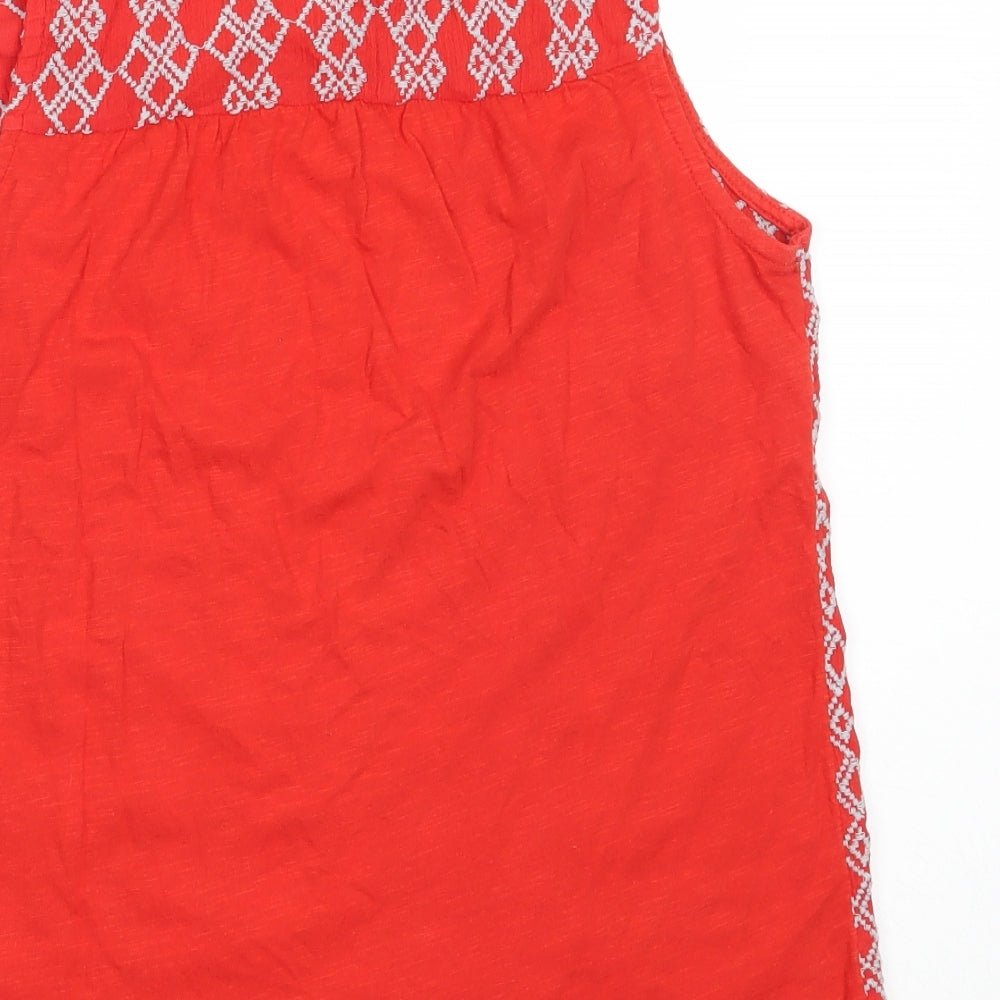 NEXT Womens Red Cotton Basic Tank Size 10 V-Neck