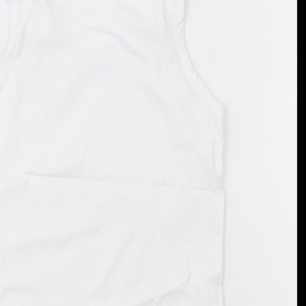 Matalan Boys White Cotton Basic Tank Size 2-3 Years Crew Neck Pullover