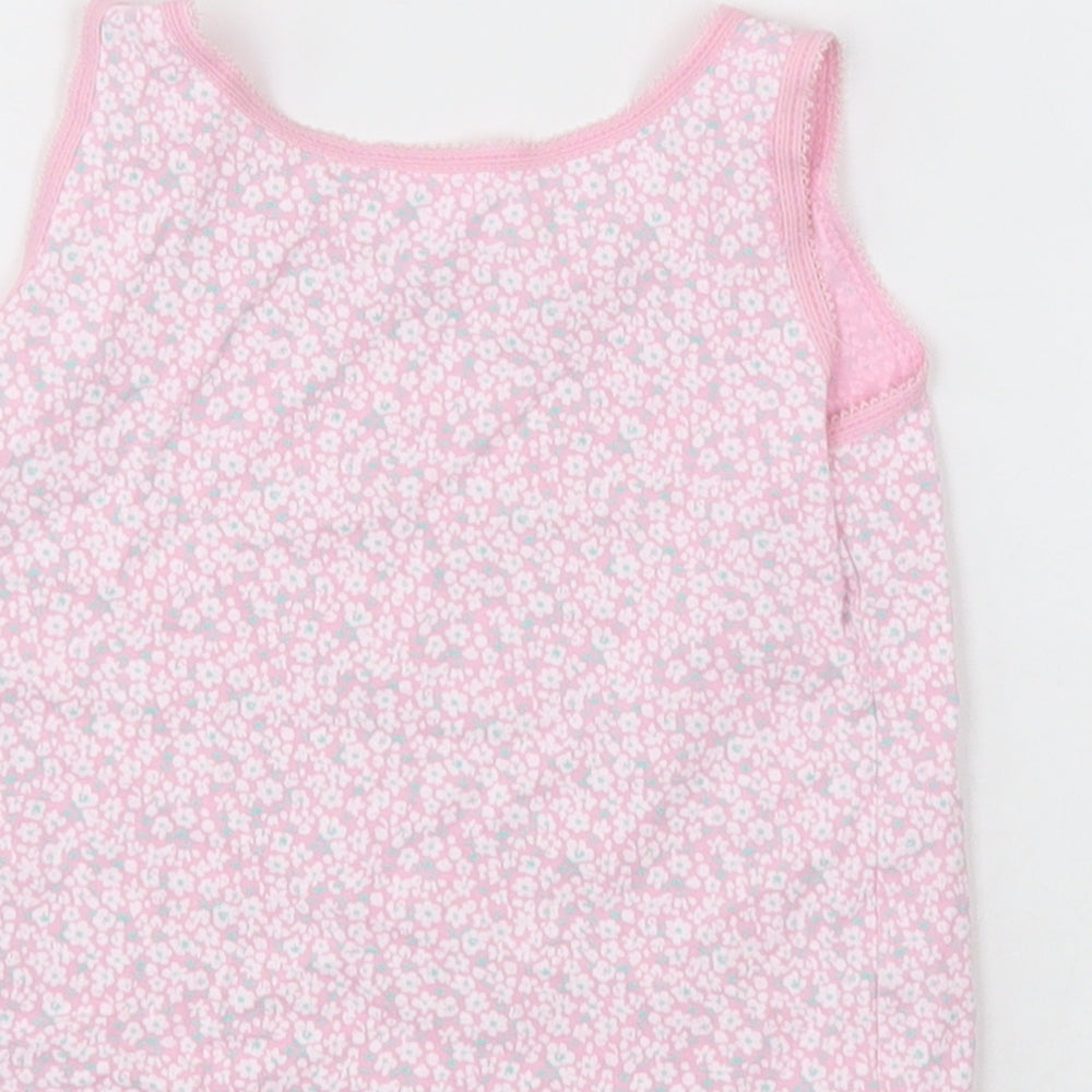 George Girls Pink Floral Cotton Basic Tank Size 2-3 Years Crew Neck Pullover