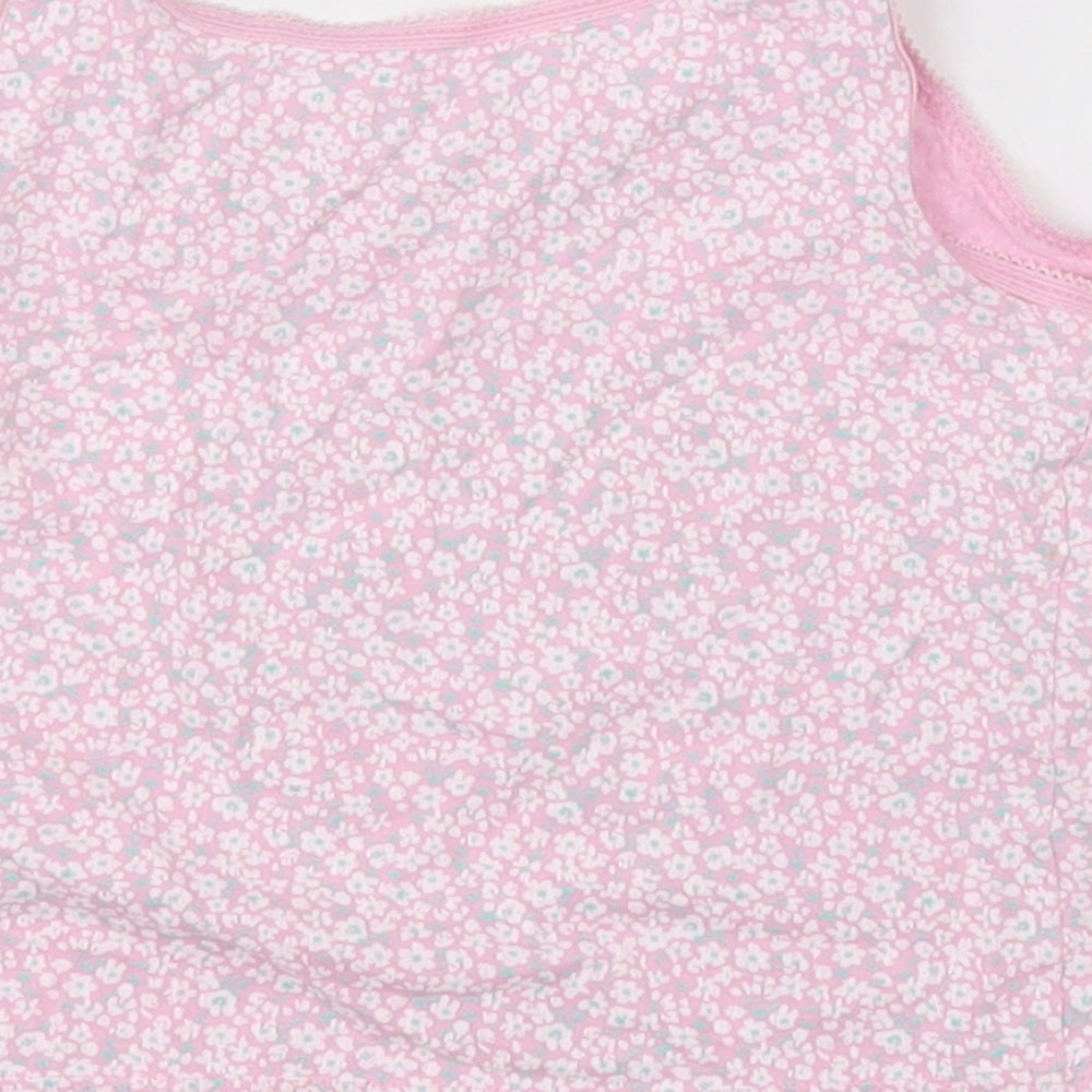 George Girls Pink Floral Cotton Basic Tank Size 2-3 Years Crew Neck Pullover