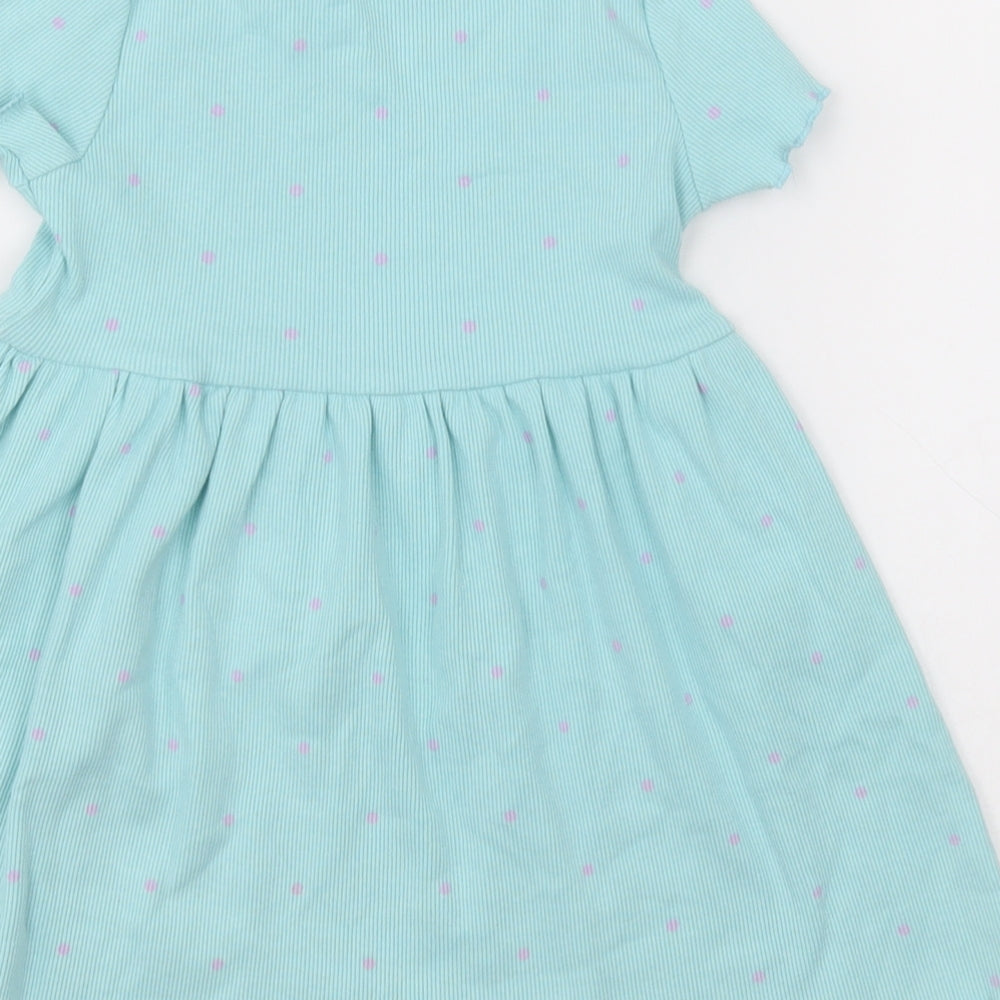 George Girls Blue Polka Dot Cotton A-Line Size 2-3 Years Crew Neck Pullover