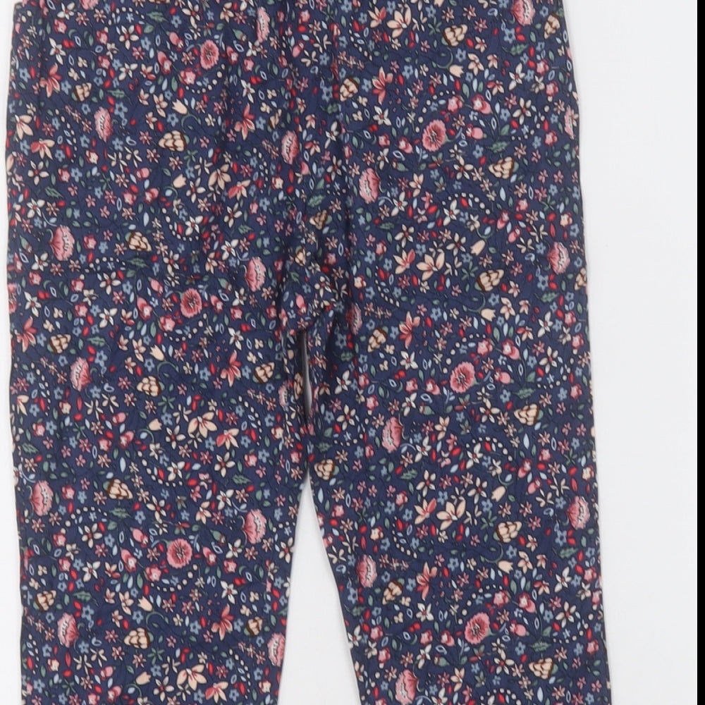 NEXT Girls Blue Floral Viscose Capri Trousers Size 2-3 Years Regular