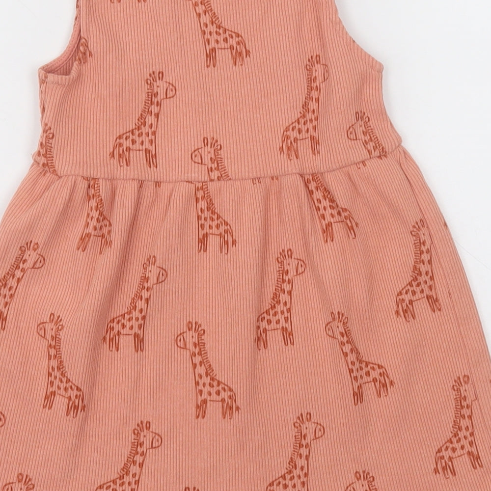 georfe Girls Orange Geometric Polyester A-Line Size 2-3 Years V-Neck Pullover - giraffe
