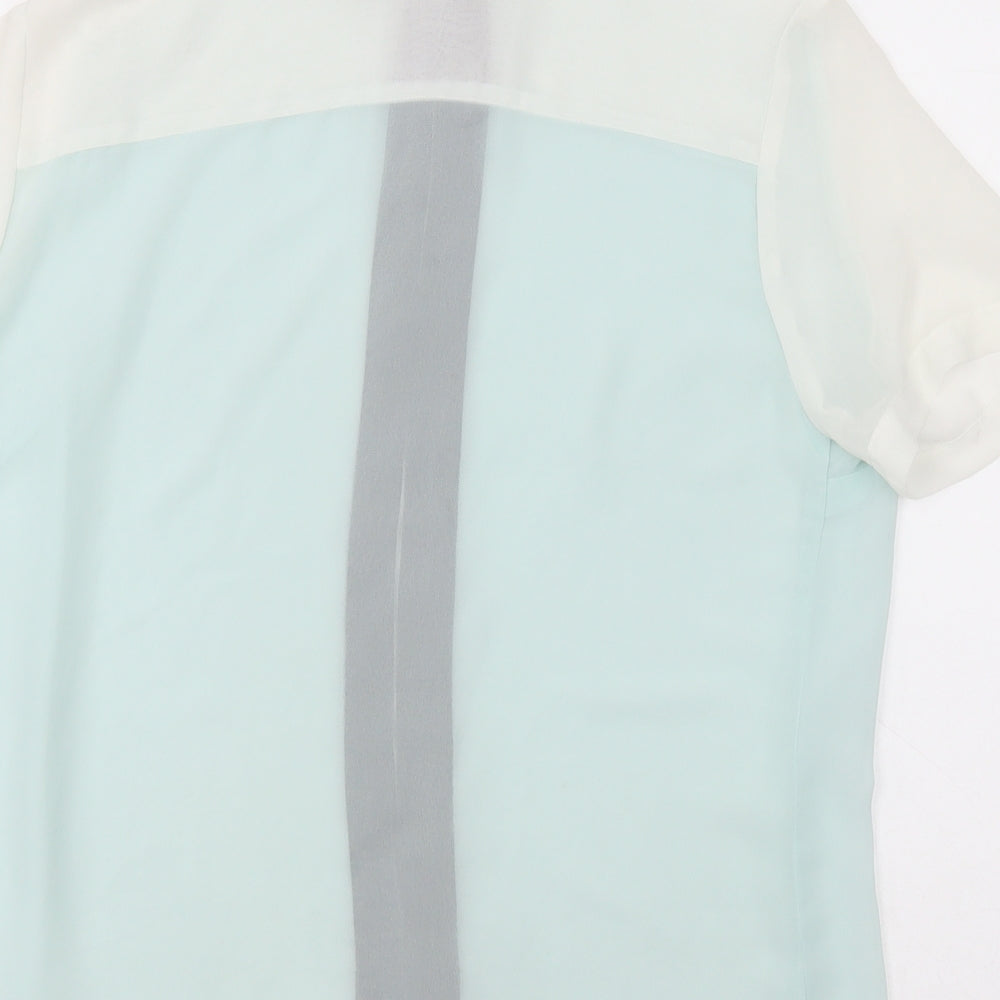 topshp Womens Green Polyester Basic Button-Up Size 10 Collared