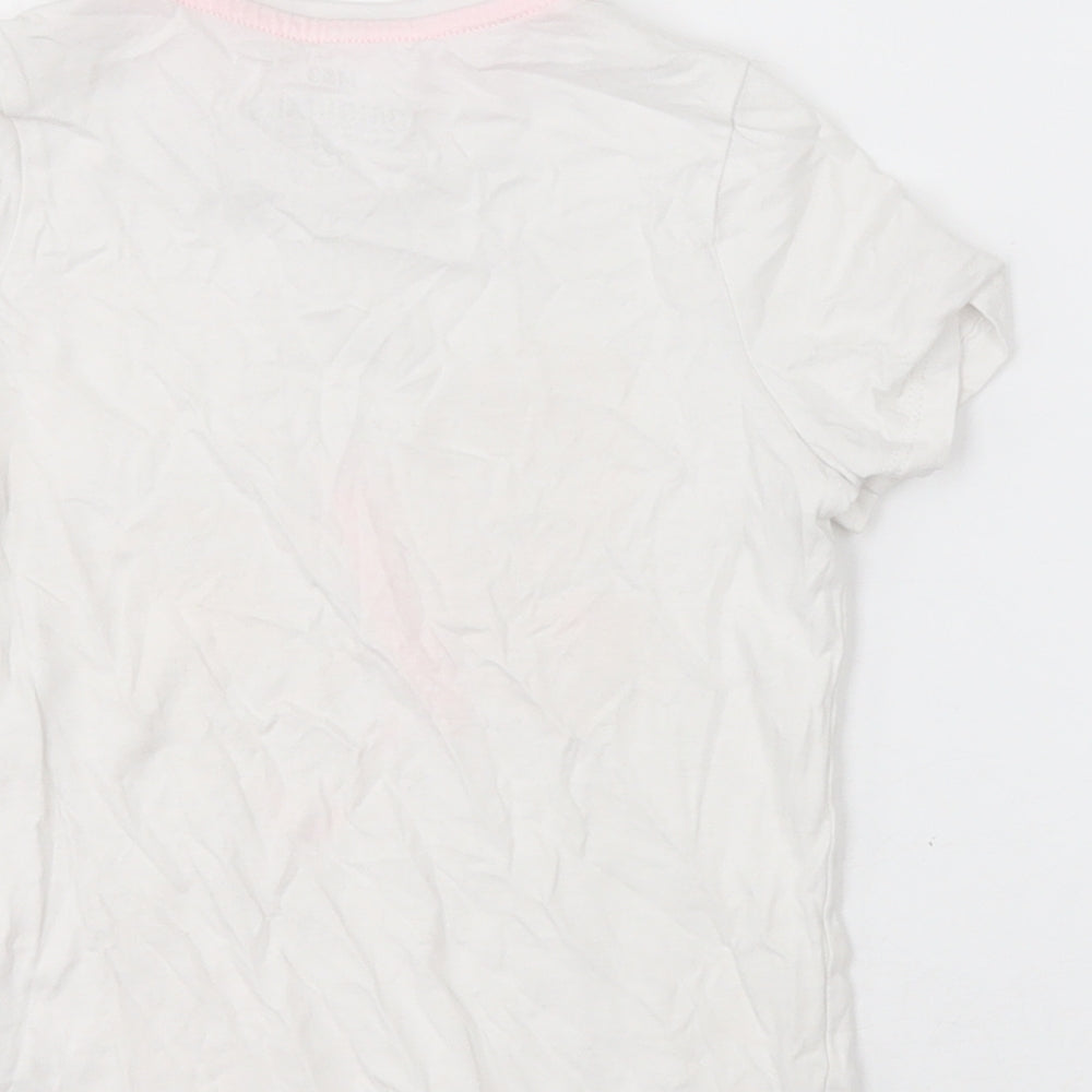 Marks and Spencer Girls White Cotton Basic T-Shirt Size 5-6 Years Crew Neck Pullover - butterfly