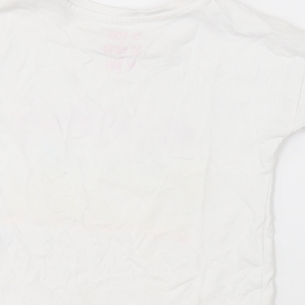 Matalan Girls White Cotton Basic T-Shirt Size 2-3 Years Crew Neck Pullover - mummys little sunshine