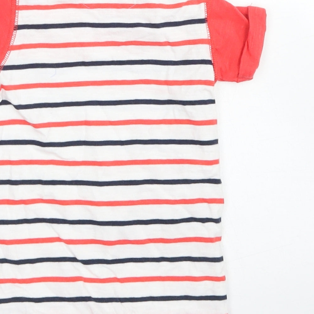 Mothercare Boys Red Striped Cotton Romper One-Piece Size 0-3 Months Snap - Chest Pocket
