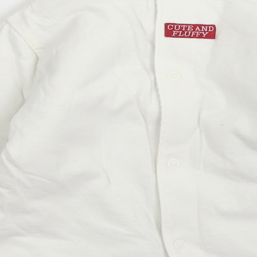 Mothercare Girls White Cotton Basic T-Shirt Size 6-9 Months Crew Neck Snap