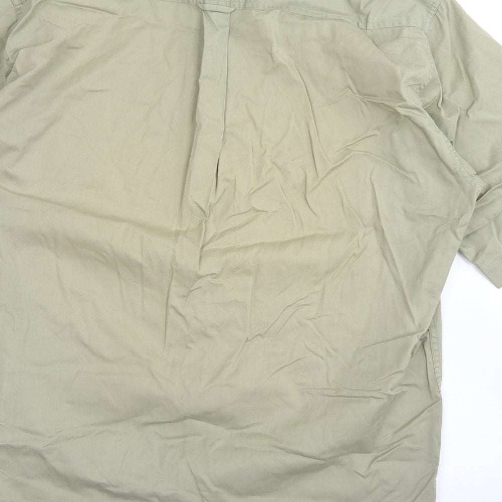 Marks & Spencer Mens Green Cotton Button-Up Size S Collared Button