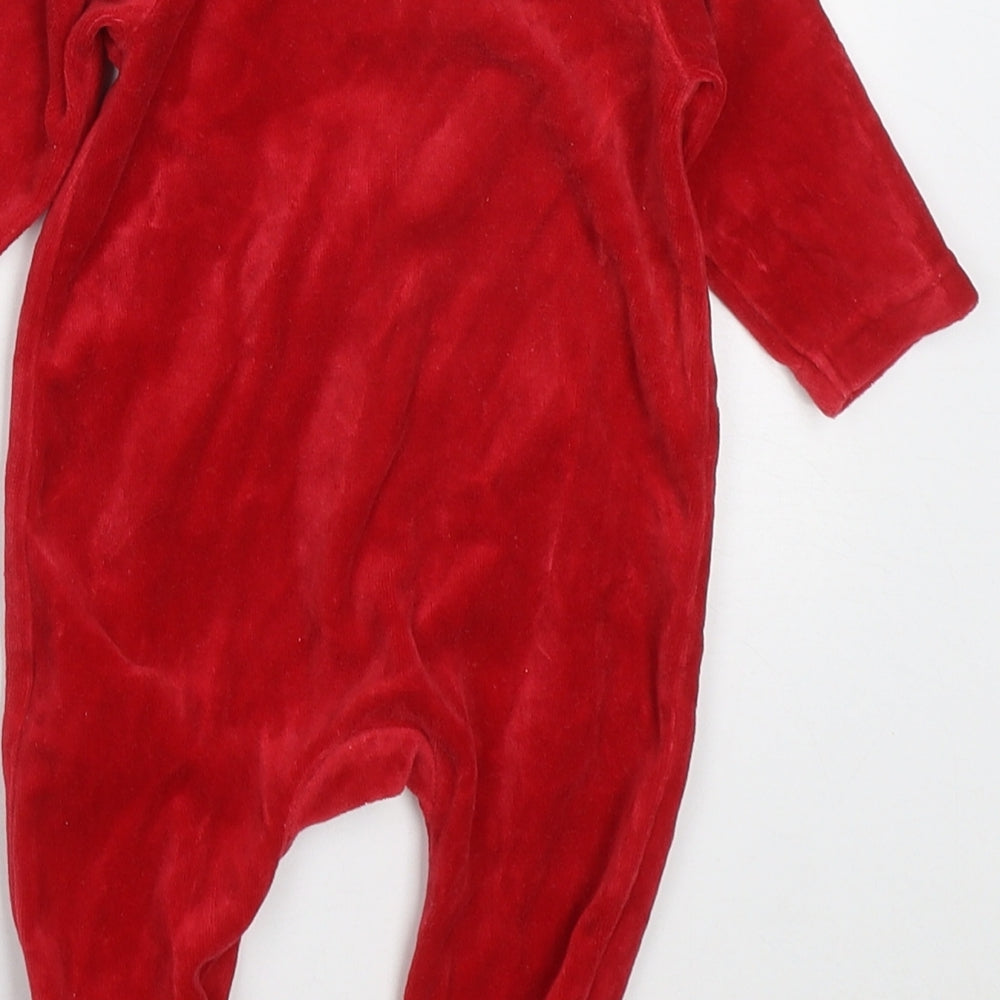 Blue Zoo Baby Red Solid Cotton Cami One Piece Size 0-3 Months Button - Snowman