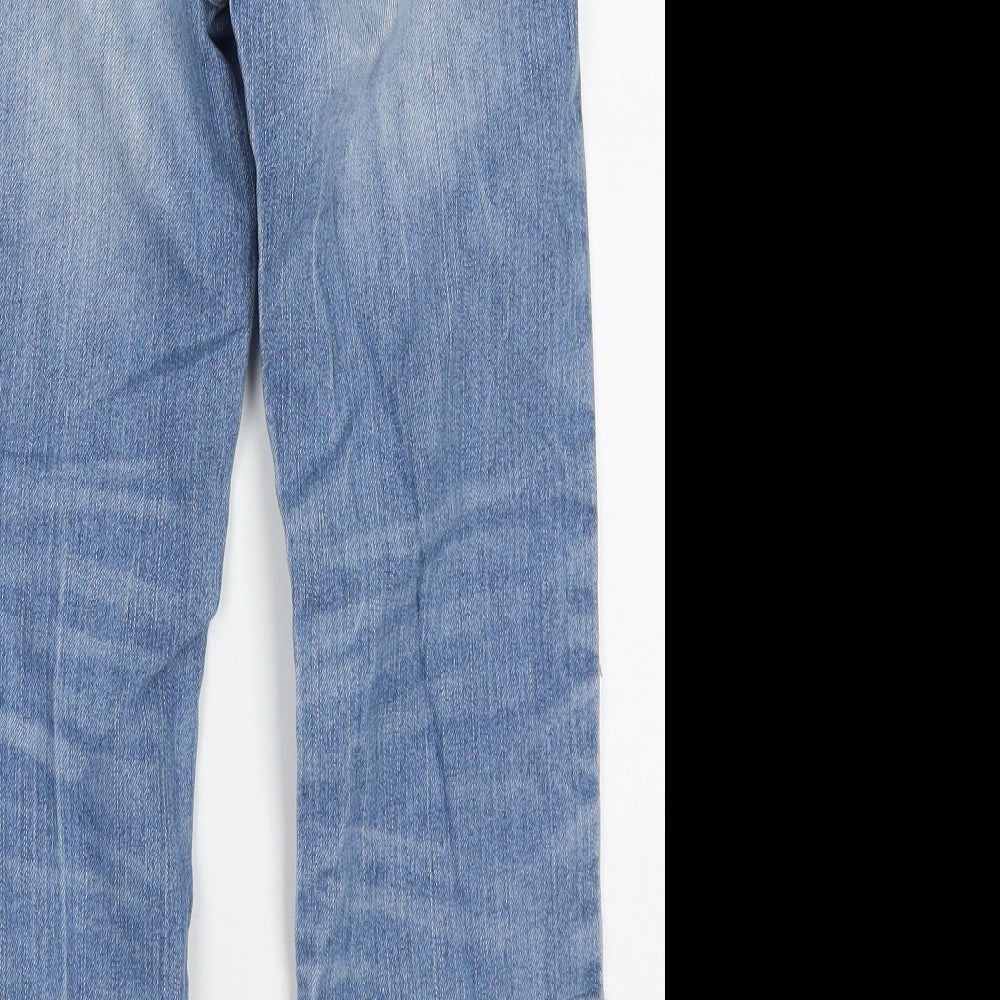 Matalan Boys Blue Cotton Straight Jeans Size 9 Months Regular Button - Distressed Look