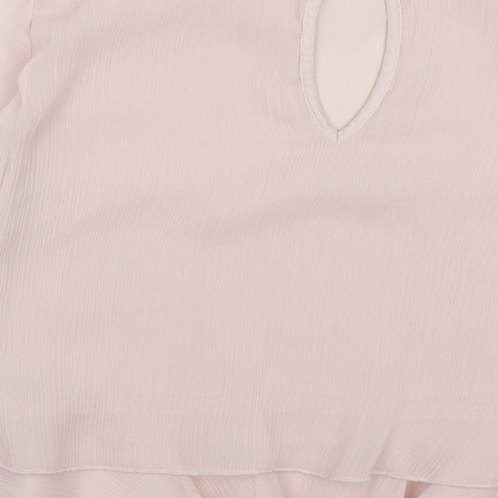 H&M Womens Pink Polyester Basic Blouse Size 6 Round Neck