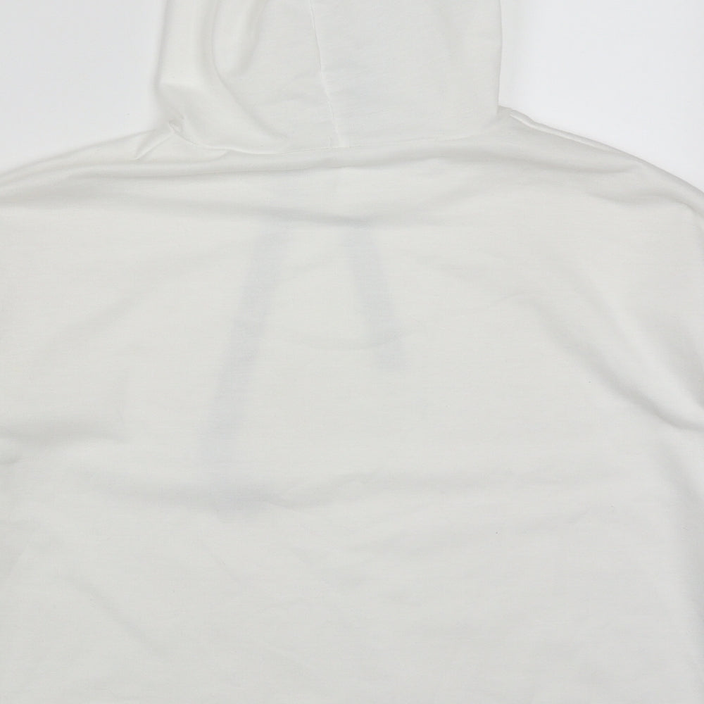 Preworn Womens White Striped Cotton Pullover Hoodie Size M Pullover
