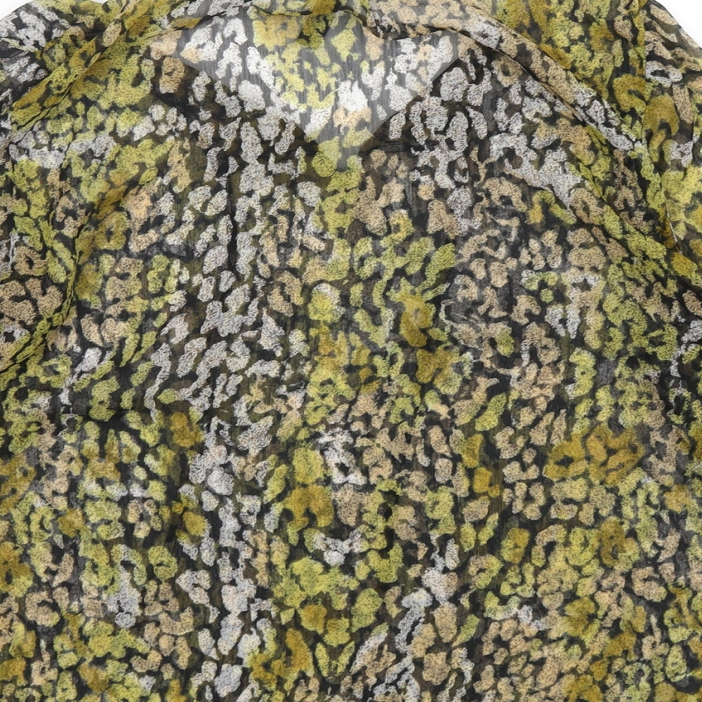 flame Womens Multicoloured Animal Print Basic Blouse Size M V-Neck
