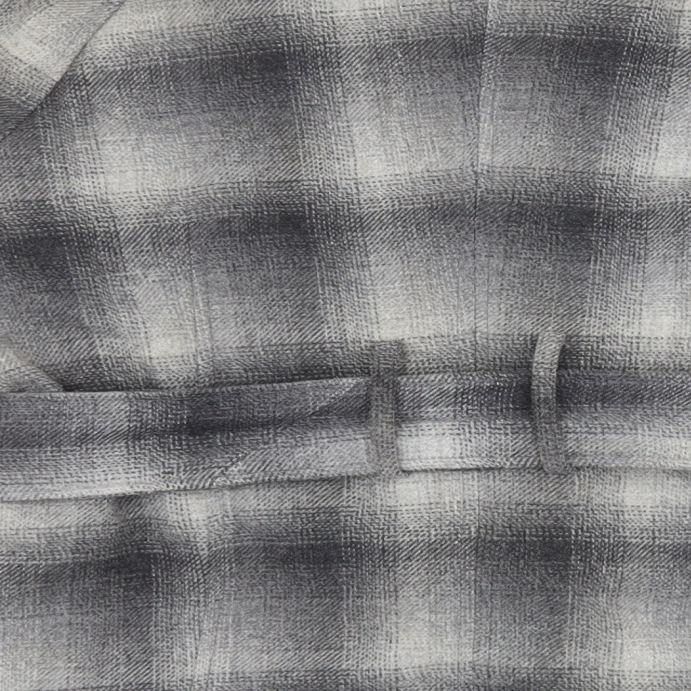 Et vous Womens Grey Check Overcoat Coat Size 12 - Belted
