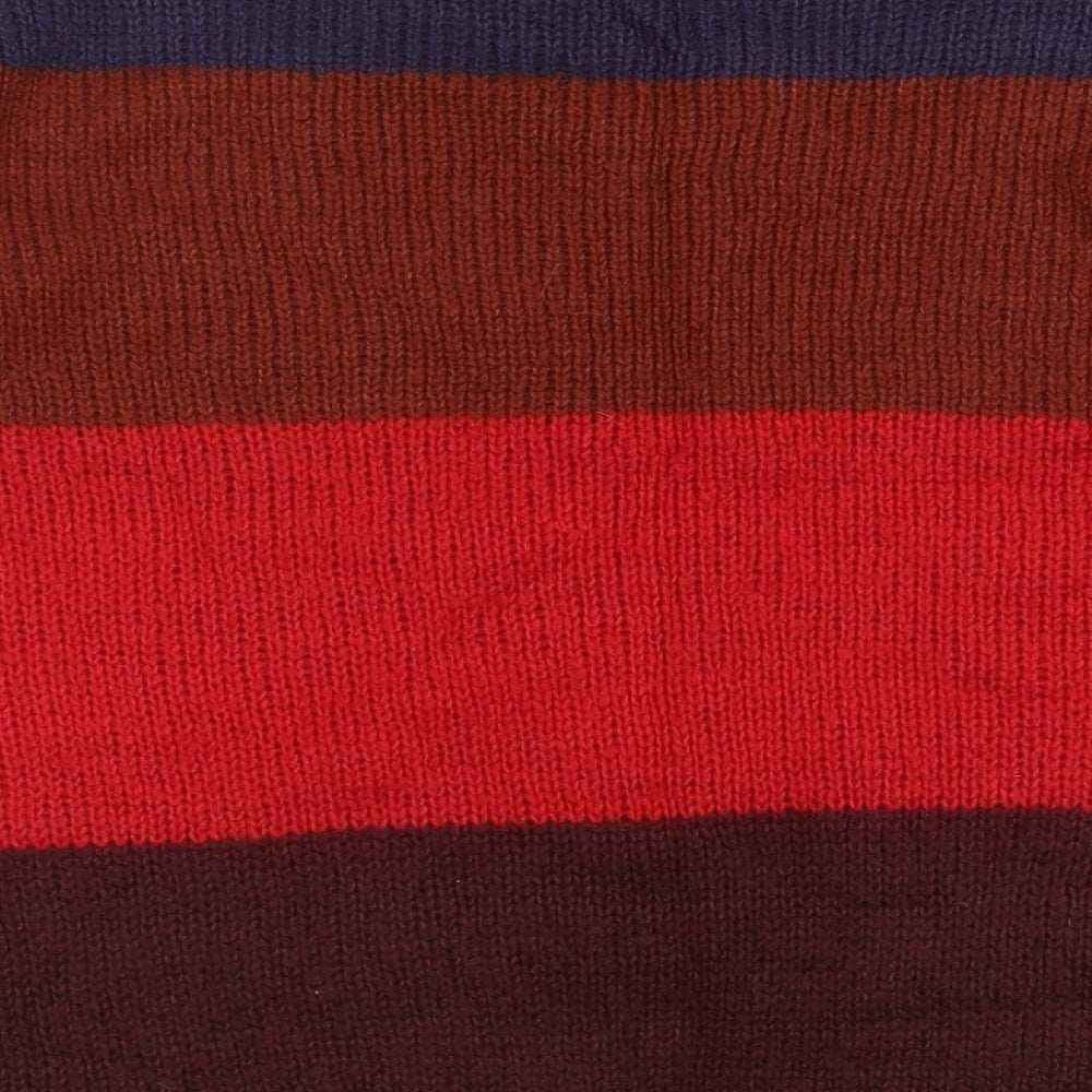 New Look Womens Multicoloured Round Neck Striped Acrylic Pullover Jumper Size S - Colour Block