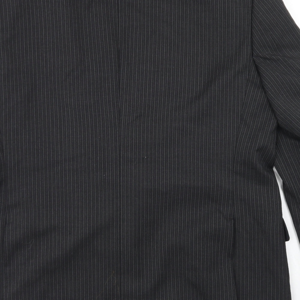 Wellington Mens Black Striped Wool Jacket Blazer Size 42