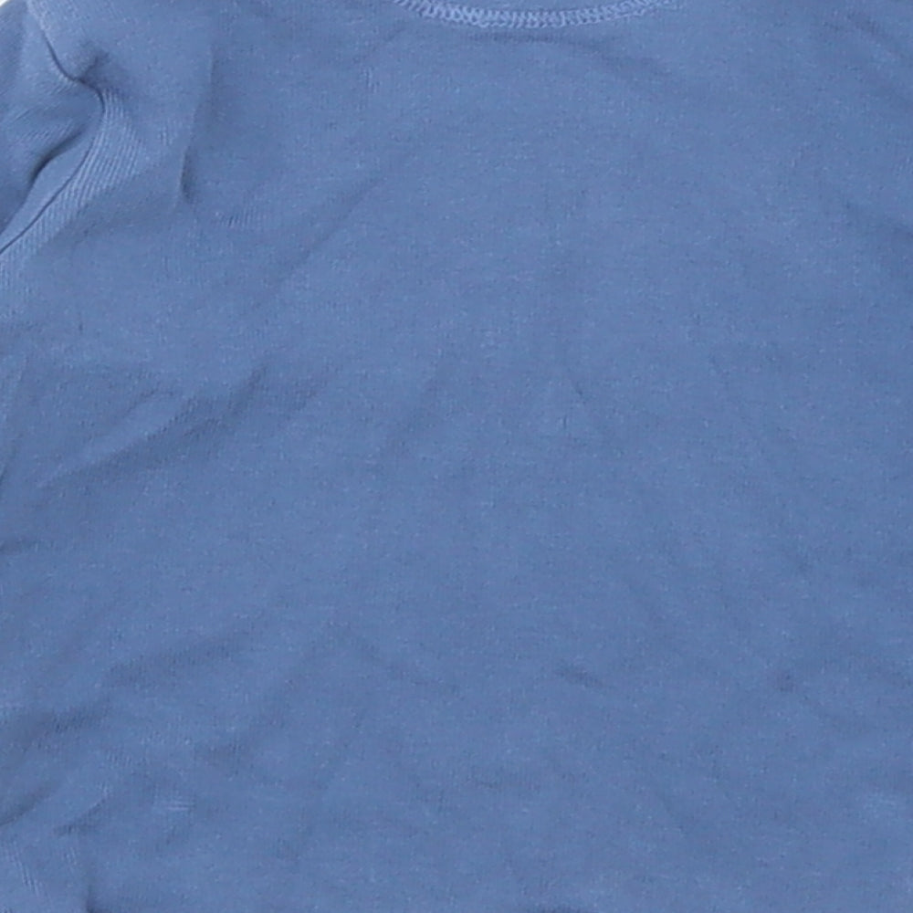Imps & Elfs Boys Blue Cotton Basic T-Shirt Size 6-9 Months Crew Neck