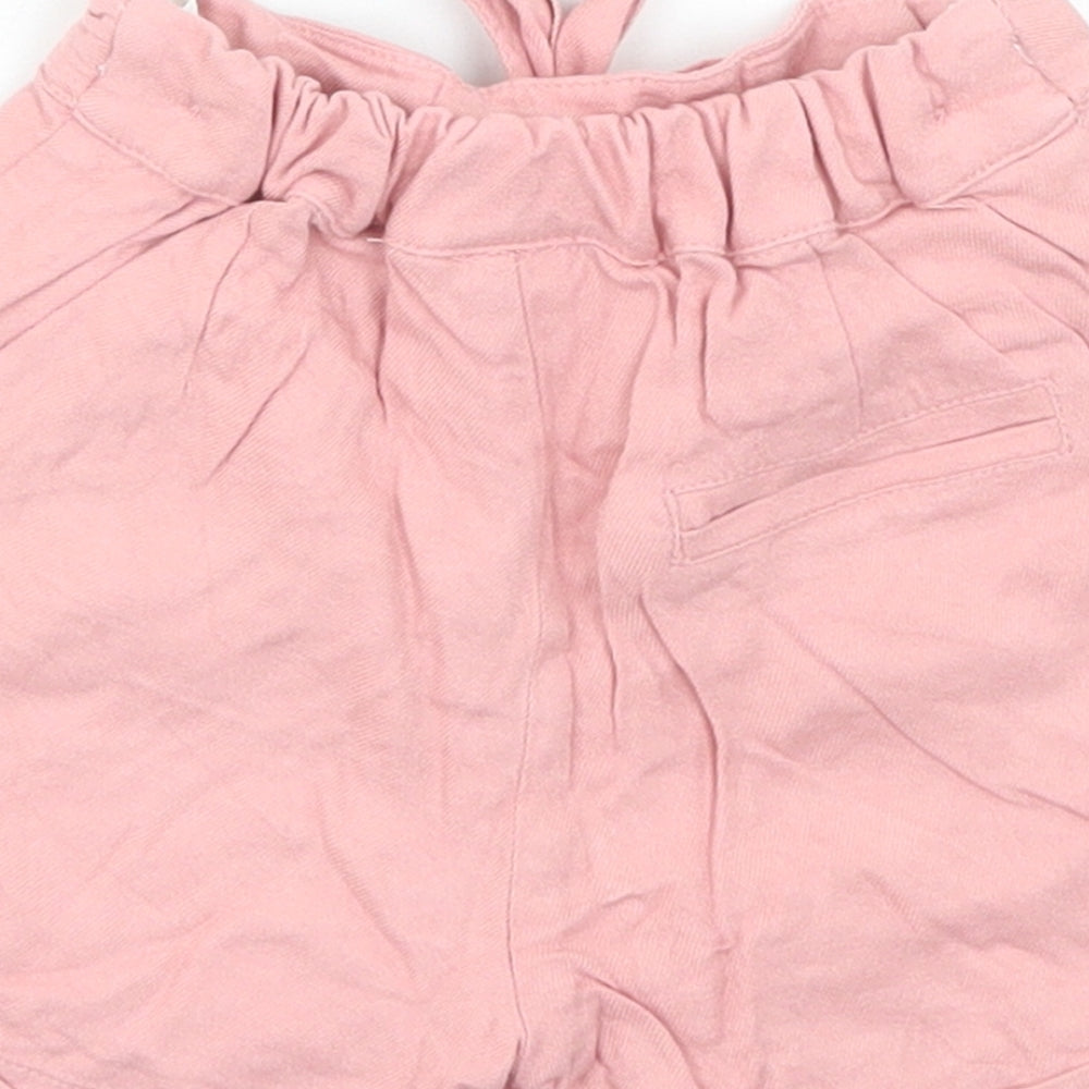 Marks & Spencer Girls Pink Viscose Cropped Trousers Size 9-12 Months Tie