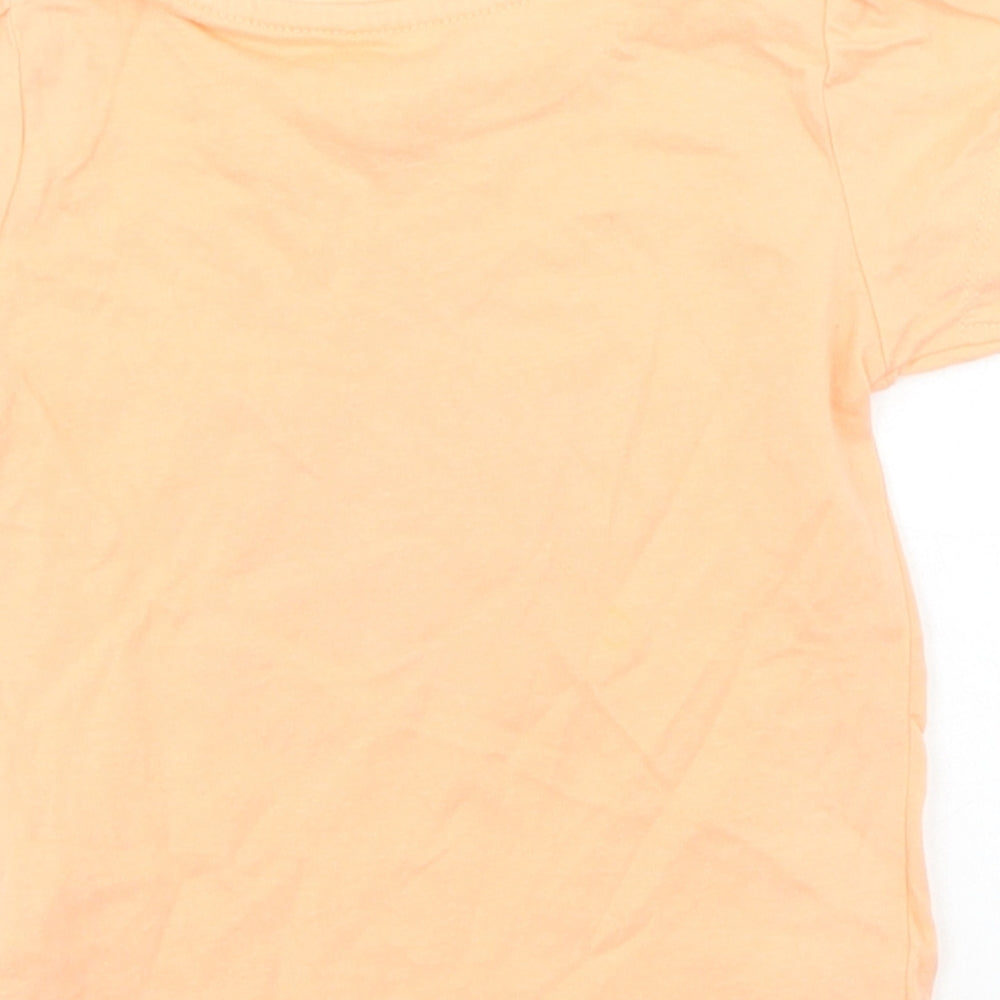 Primark Girls Orange Cotton Basic T-Shirt Size 12-18 Months Crew Neck