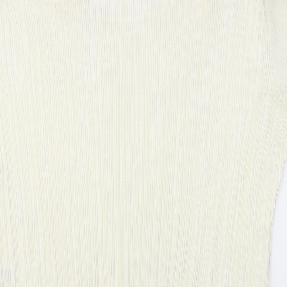 Bonmarché Womens Ivory Polyester Basic Blouse Size M Round Neck