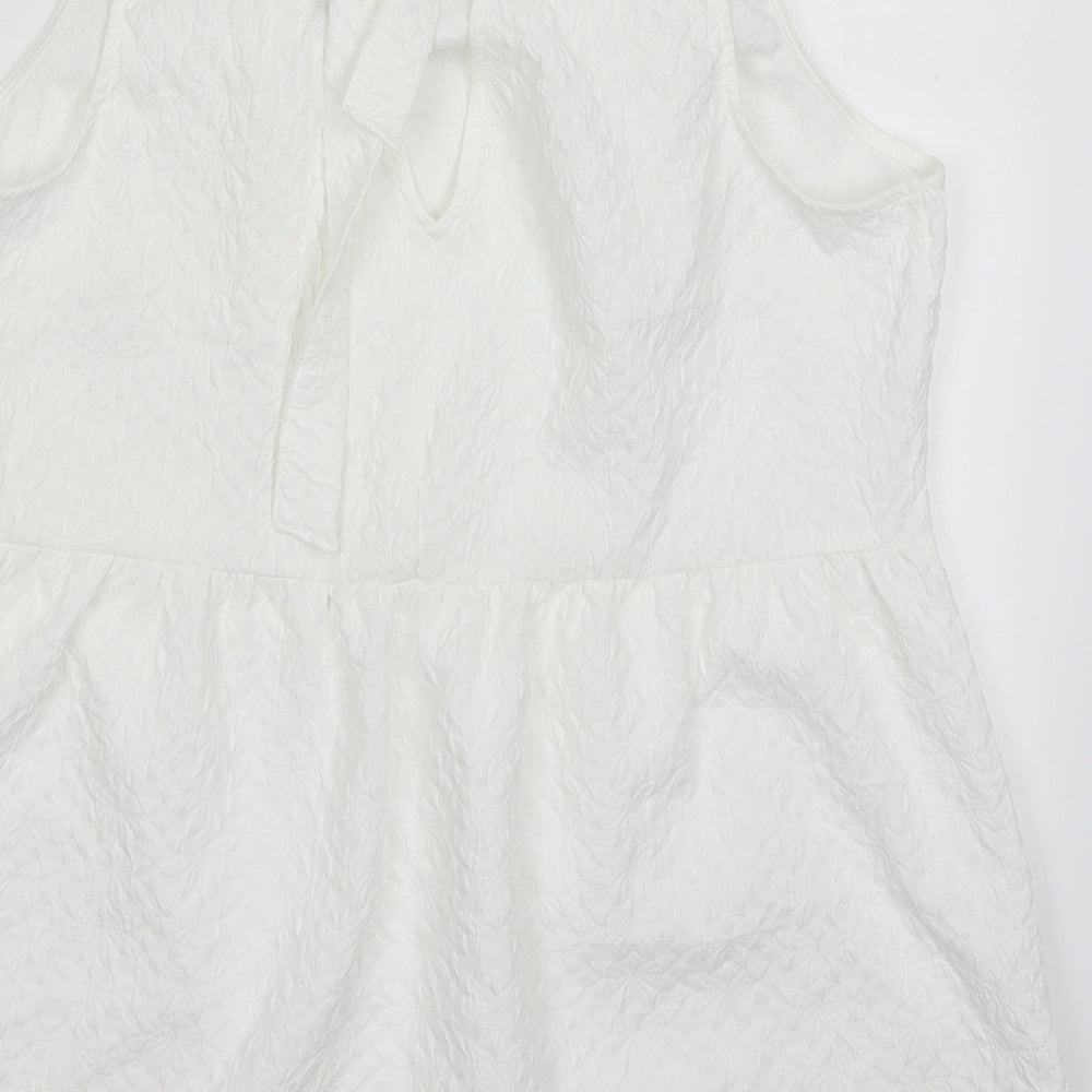 F&F Womens White Polyester Basic Tank Size 14 Round Neck