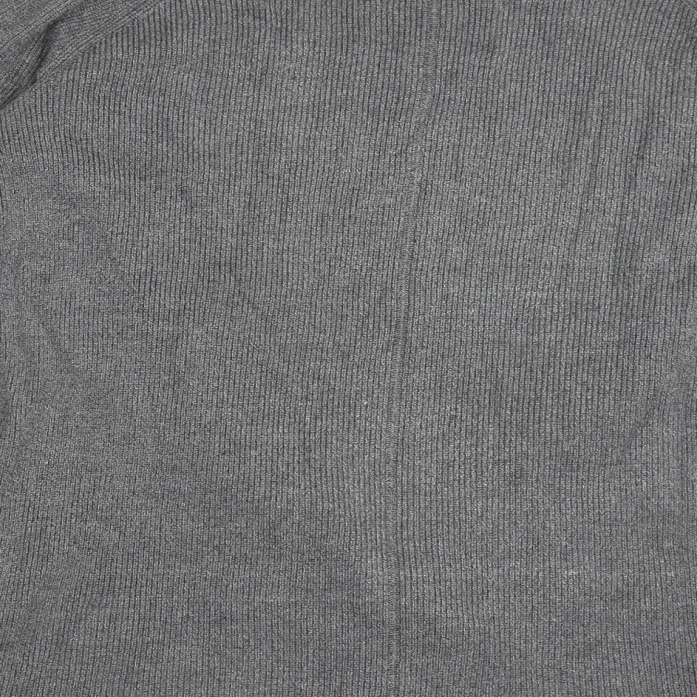 devotion by cyrus Womens Grey V-Neck Polyester Cardigan Jumper Size S