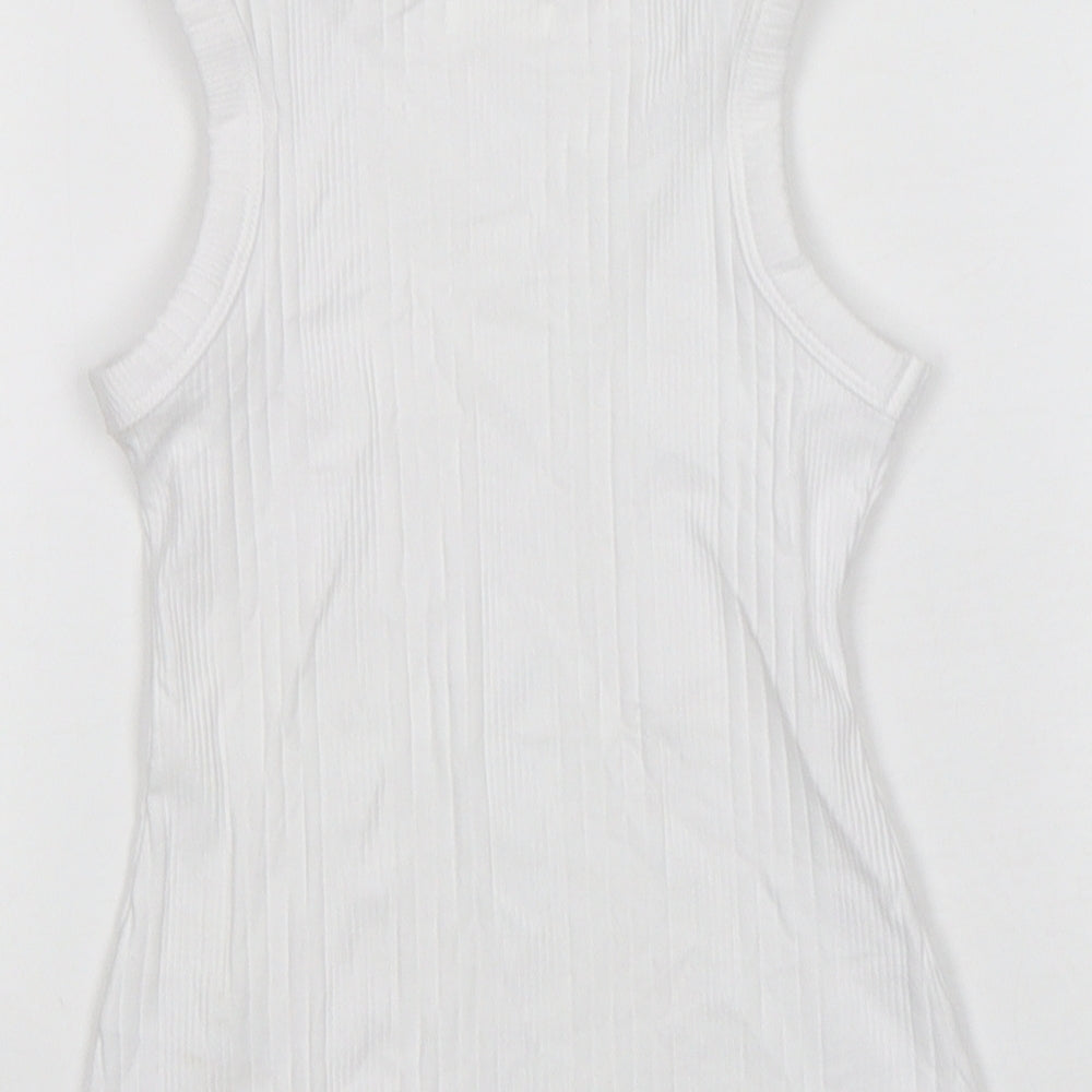 NEXT Girls White Cotton Basic Tank Size 4 Years Round Neck