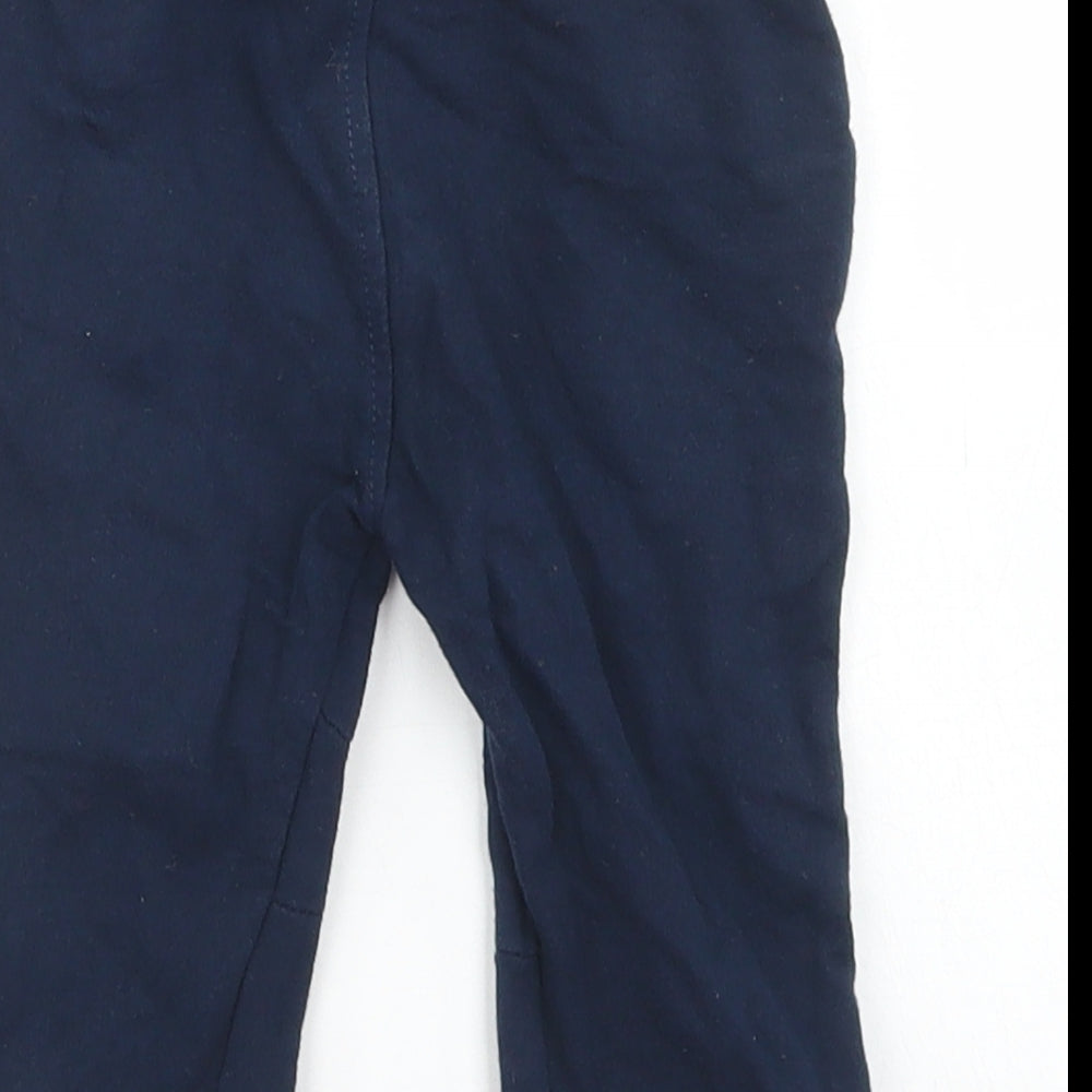 Crafted Boys Blue Cotton Jogger Trousers Size 9-12 Months Drawstring