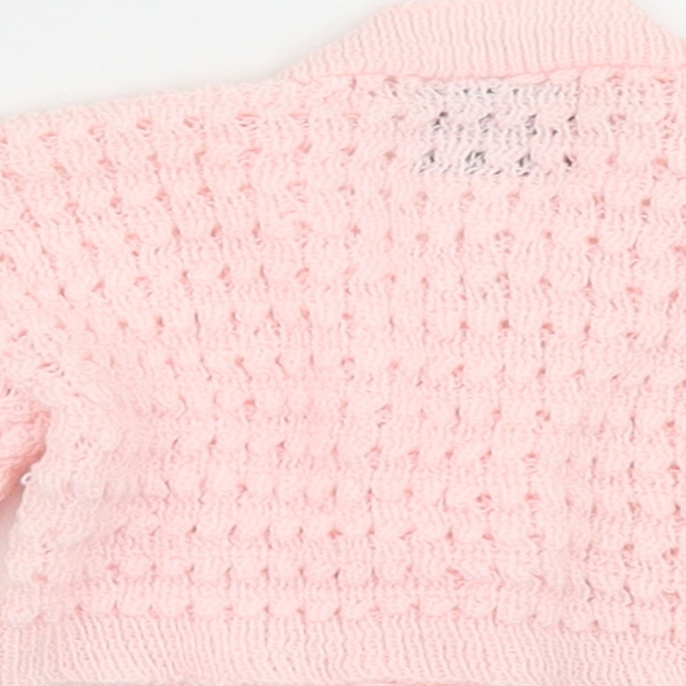 Bebe Bonito Girls Pink Acrylic Cardigan Jumper Size 3-6 Months Button