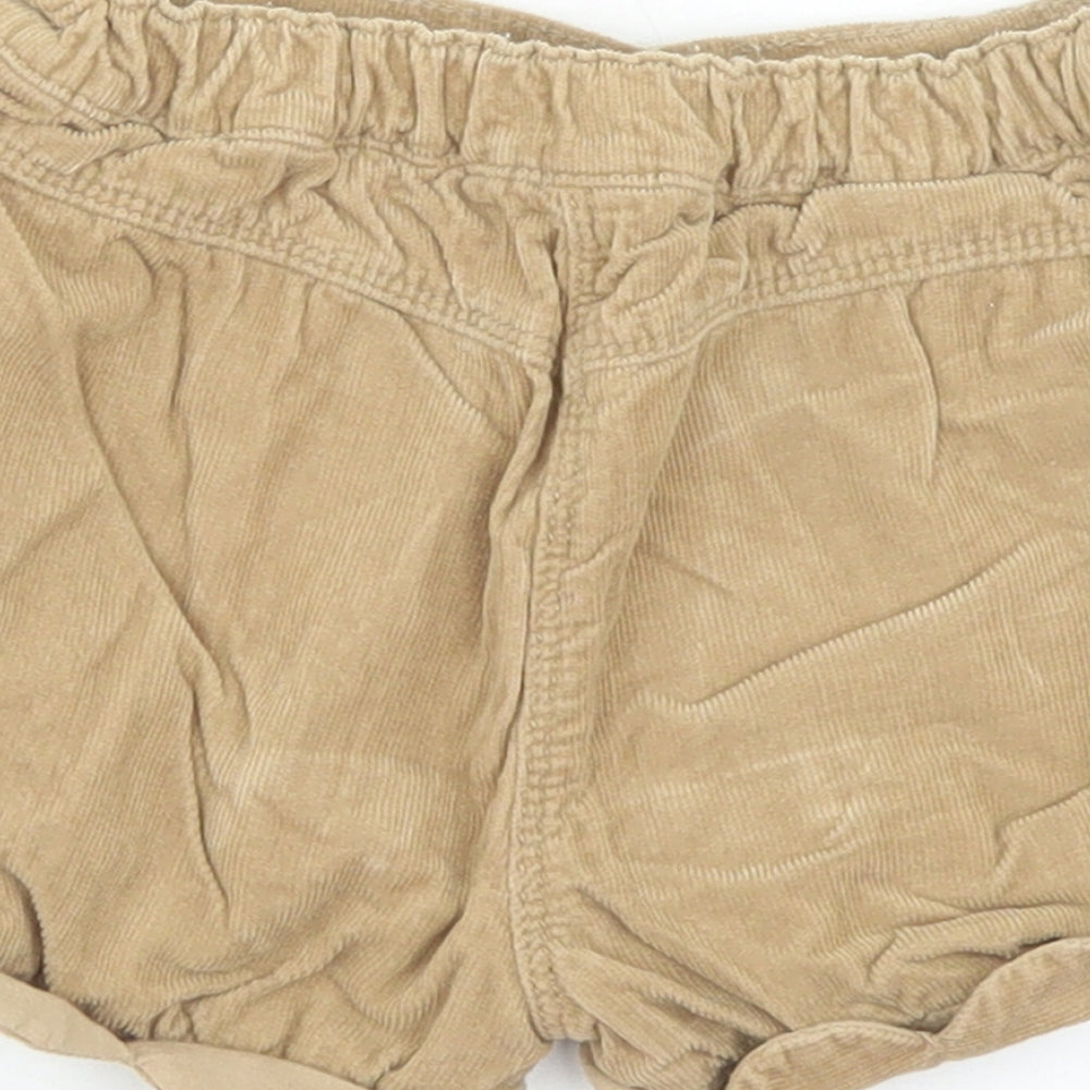 Matalan Girls Brown Cotton Cropped Trousers Size 12-18 Months Button