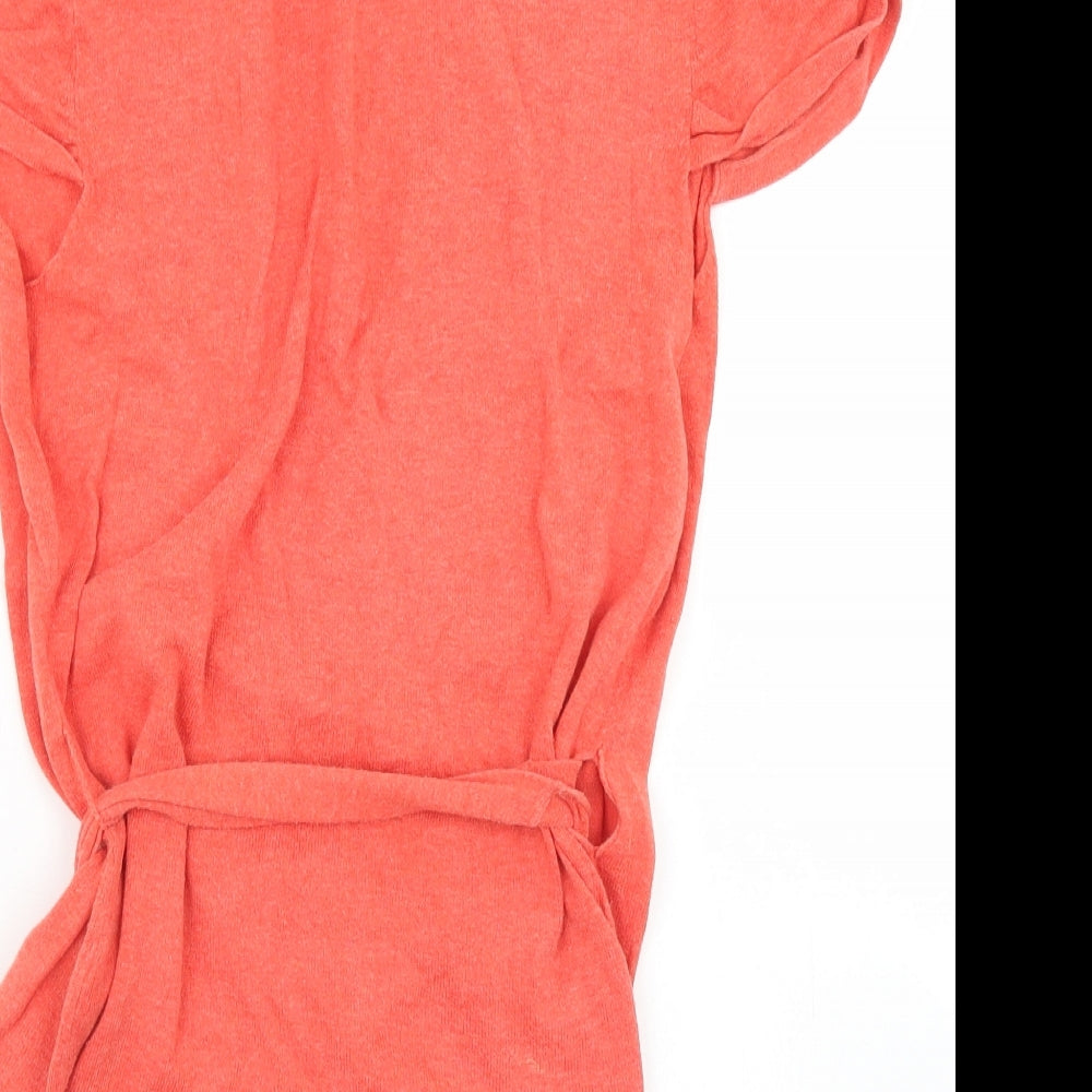 Topshop Womens Orange V-Neck Cotton Wrap Jumper Size 12