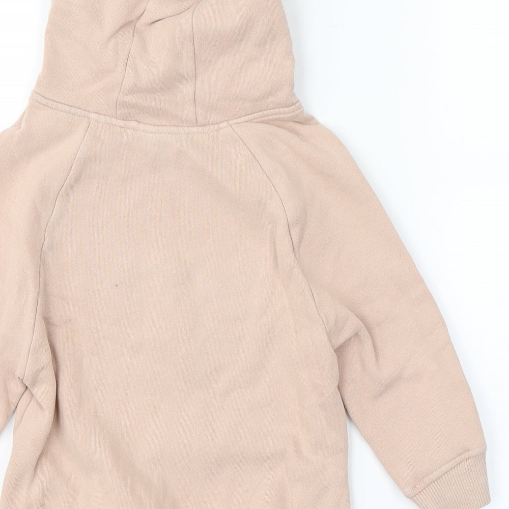 NEXT Girls Beige Cotton Pullover Hoodie Size 2 Years - Heart