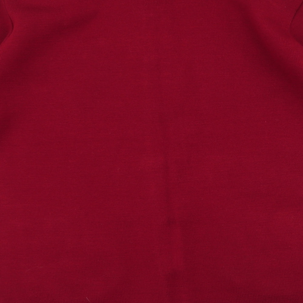 Roman Originals Womens Red Round Neck Floral Acrylic Cardigan Jumper Size S